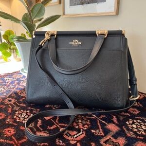 {COACH} GRACE Crossbody Bag Black Pebbled Leather w/ gold